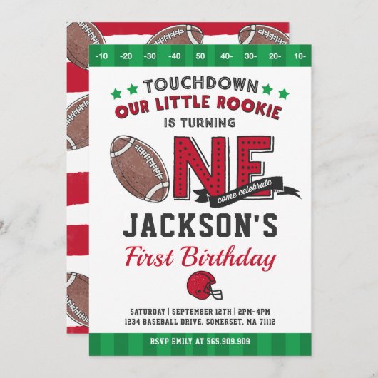 Invitation Anniversaire du football d'invitation (Devant / Derrière)