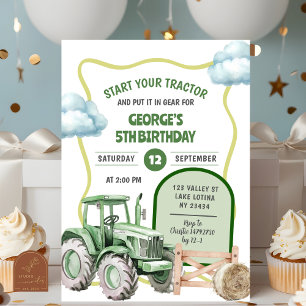 Invitation Anniversaire du gamin au tracteur