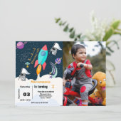 Invitation Anniversaire du garçon astronaute spatial (Debout devant)