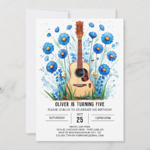 Invitation Anniversaire du garçon de guitare du musicien ench