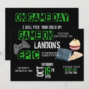 Invitation Anniversaire du garçon Gamer Sleepover Ado