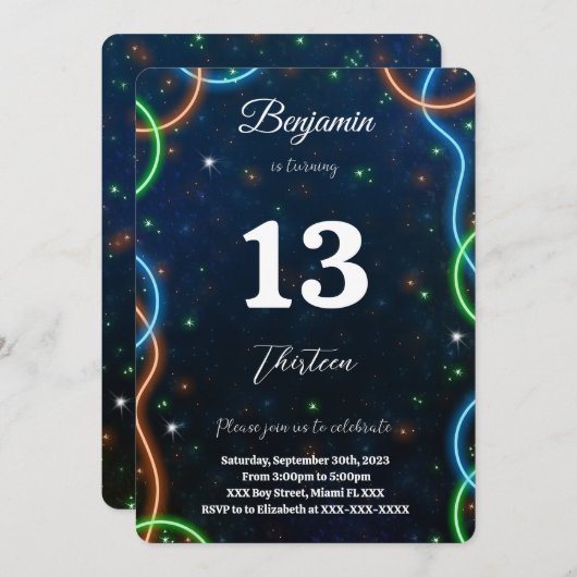 Invitation Anniversaire du garçon modifiable (Devant / Derrière)