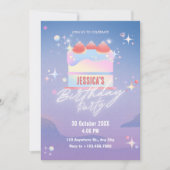 Invitation Anniversaire du gâteau à la fraise (Devant)