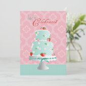 Invitation Anniversaire du gâteau aux fraises (Debout devant)