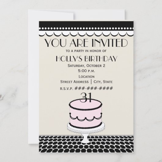 Invitation Anniversaire du gâteau Classka Dot (Devant)
