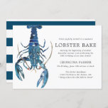 Invitation Anniversaire du gâteau de homard bleu océan| Répar<br><div class="desc">Une série d'invitations à faire bouillir des homards pour votre prochain barbecue ou soirée sur les fruits de mer. Ces invitations sont faites de texte noir au charbon de bois, ainsi qu'une illustration unique de homard bleu à l'aquarelle centrée sur le côté. Au verso de l'invitation se trouve un motif...</div>