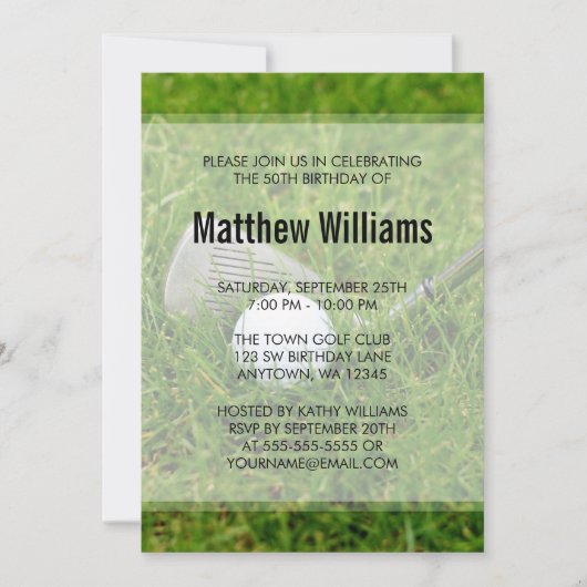 Invitation Anniversaire du golf (Devant)