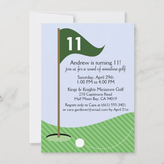 Invitation Anniversaire du golf miniature Hunter Green Let's (Devant)