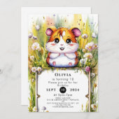 Invitation Anniversaire du Hamster à l'aquarelle (Devant / Derrière)