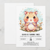 Invitation Anniversaire du hamster coloré mignon (Devant / Derrière)