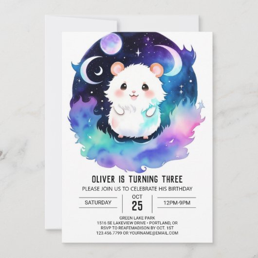 Invitation Anniversaire du hamster de Boho magique (Devant)