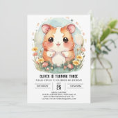 Invitation Anniversaire du hamster moderne enchanté (Debout devant)