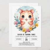 Invitation Anniversaire du hamster modifiable pour animaux (Devant / Derrière)