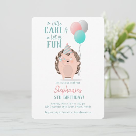 Invitation Anniversaire du Hérisson mignon (Debout devant)