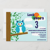Invitation Anniversaire du hibou (Devant)
