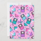 Invitation Anniversaire du jeu rose Retro (Dos)