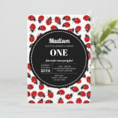 Invitation Anniversaire du joli Red Ladybug (Debout devant)