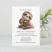 Invitation Anniversaire du joli Sloth (Debout devant)