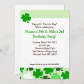 Invitation Anniversaire du JOUR DE LA SAINT PATRICK 5x7 de (Devant / Derrière)