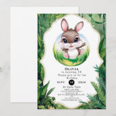 Invitation Anniversaire du lapin boisé enchanté (Devant / Derrière)