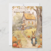 Invitation Anniversaire du lapin mignon d'automne (Devant)