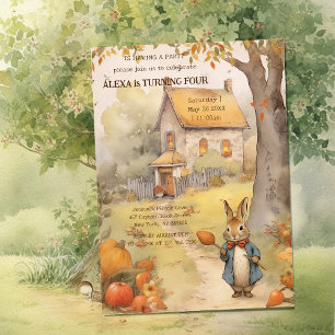 Invitation Anniversaire du lapin mignon d'automne