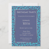 Invitation Anniversaire du léopard Motif-Bleu- (Devant)