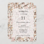 Invitation Anniversaire du léopard rose Brown (Devant / Derrière)