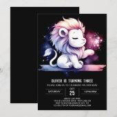 Invitation Anniversaire du lion adorable de Boho (Devant / Derrière)