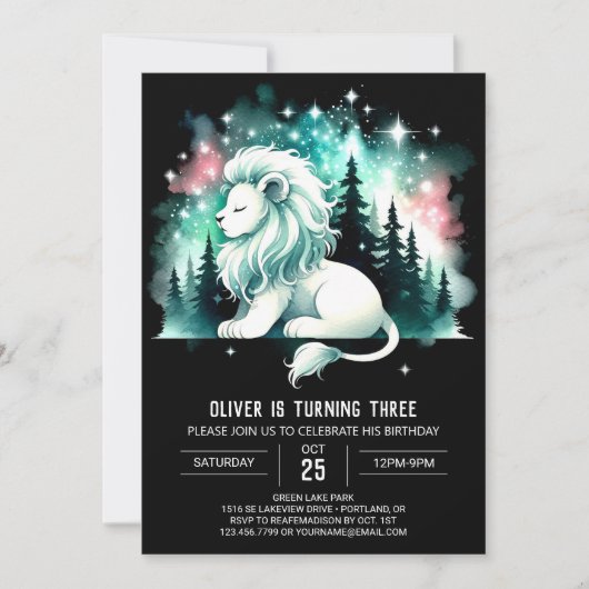 Invitation Anniversaire du lion amusant simple (Devant)