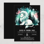 Invitation Anniversaire du lion amusant simple (Devant / Derrière)
