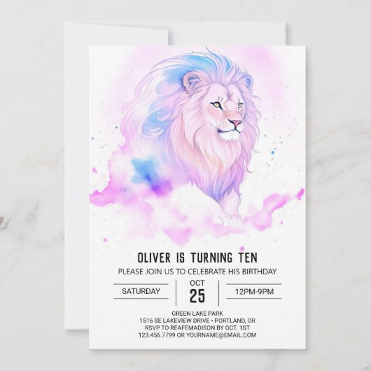 Invitation Anniversaire du lion bohème moderne (Devant)