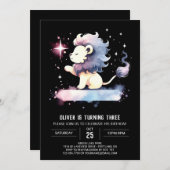 Invitation Anniversaire du lion Boho Elegant (Devant / Derrière)