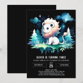 Invitation Anniversaire du lion boho enchanté (Devant / Derrière)