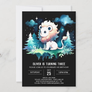 Invitation Anniversaire du lion boho enchanté