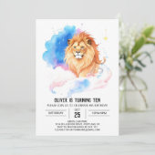 Invitation Anniversaire du lion chic moderne (Debout devant)