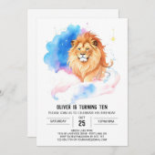 Invitation Anniversaire du lion chic moderne (Devant / Derrière)