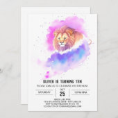Invitation Anniversaire du lion chic sauvage (Devant / Derrière)