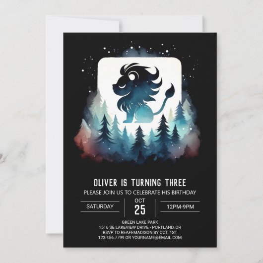 Invitation Anniversaire du lion doux moderne (Devant)