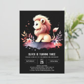 Invitation Anniversaire du lion doux Whimsical (Debout devant)
