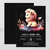 Invitation Anniversaire du lion doux Whimsical (Devant / Derrière)