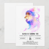 Invitation Anniversaire du lion enchanté de Boho (Devant / Derrière)