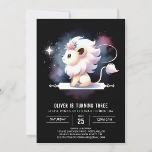Invitation Anniversaire du lion Imaginaire mignon