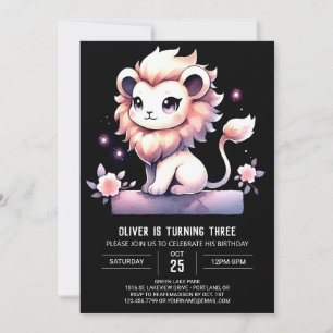 Invitation Anniversaire du lion magique moderne