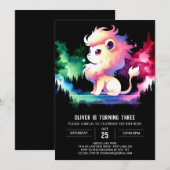 Invitation Anniversaire du lion mignon (Devant / Derrière)