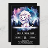 Invitation Anniversaire du lion mignon (Devant / Derrière)