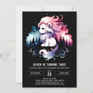 Invitation Anniversaire du lion mignon moderne