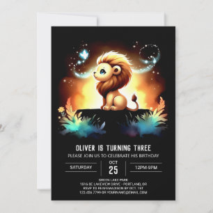 Invitation Anniversaire du lion moderne adorable