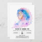 Invitation Anniversaire du lion modifiable de Boho (Devant / Derrière)