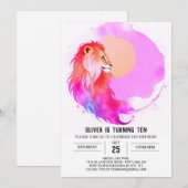Invitation Anniversaire du Lion Pastel Enchanted (Devant / Derrière)